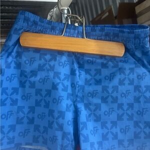 Off-White Blue Graphic Kids Swim Trunks
